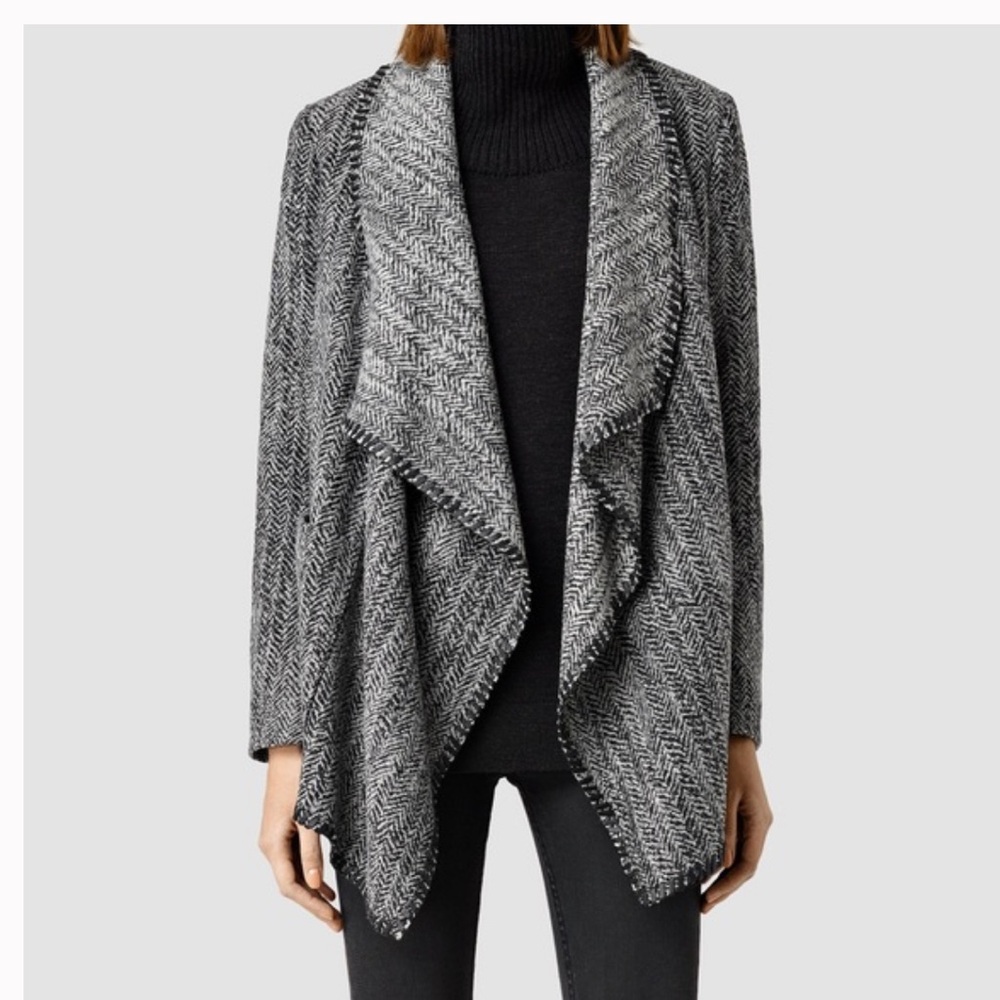 AllSaints alpha roux leather trim jacket Size 00